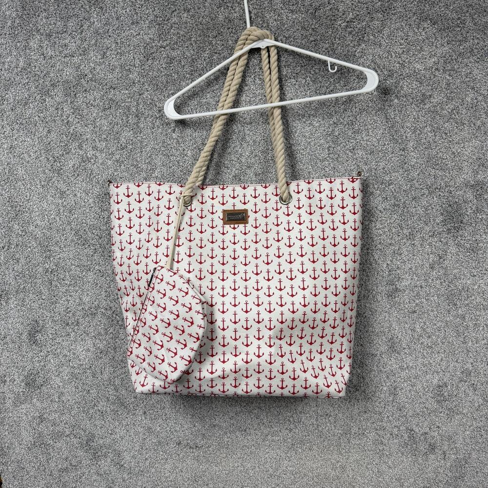 Caribbean Joe Tote Bag 16.5x20 Rope Nautical Anchor Beach Coastal Grandmacore